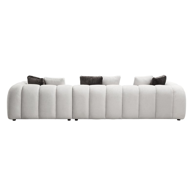 ACME Manilla Fabric Upholstered Sectional Sofa with 8 Pillows in Ivory White