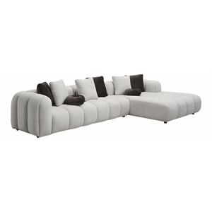 ACME Manilla Fabric Upholstered Sectional Sofa with 8 Pillows in Ivory White