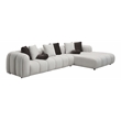 ACME Manilla Fabric Upholstered Sectional Sofa with 8 Pillows in Ivory White