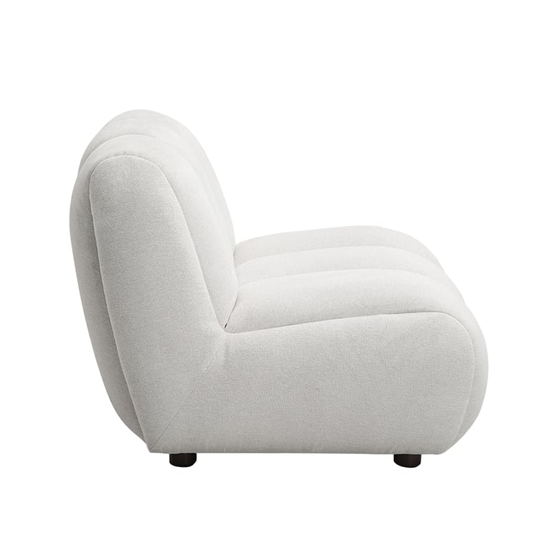 ACME Manilla Contemporary Wood and Linen Fabric Upholstered Chair in Ivory White