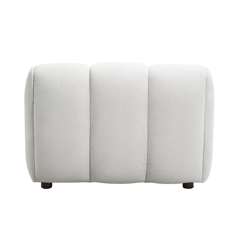 ACME Manilla Contemporary Wood and Linen Fabric Upholstered Chair in Ivory White