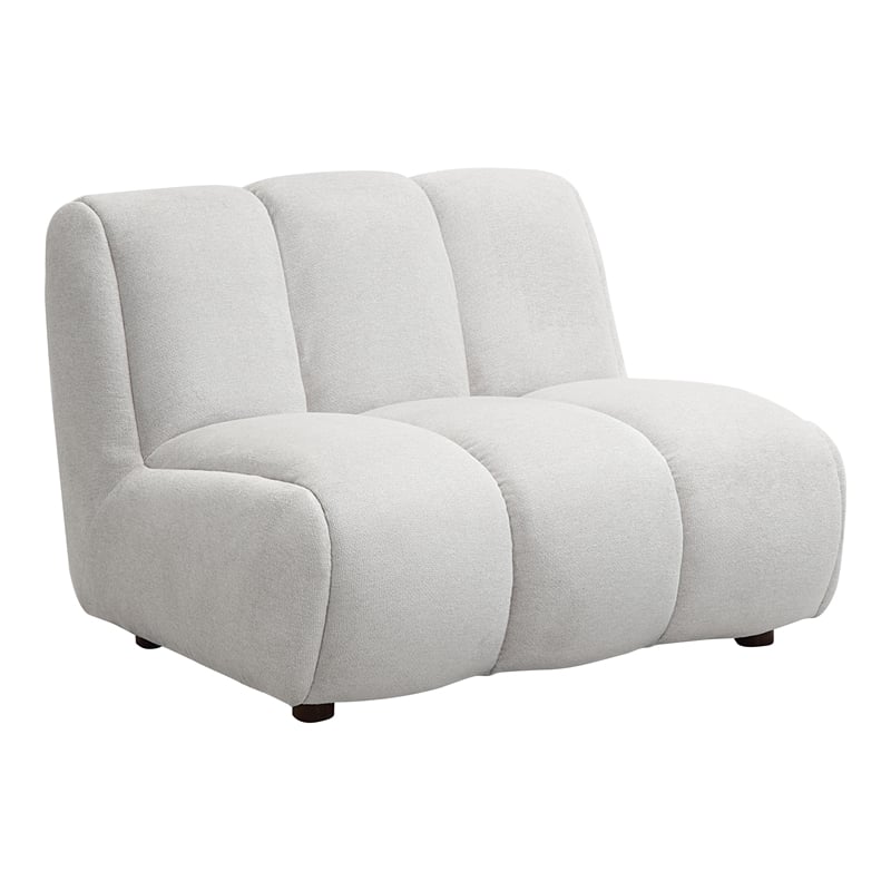 ACME Manilla Contemporary Wood and Linen Fabric Upholstered Chair in Ivory White