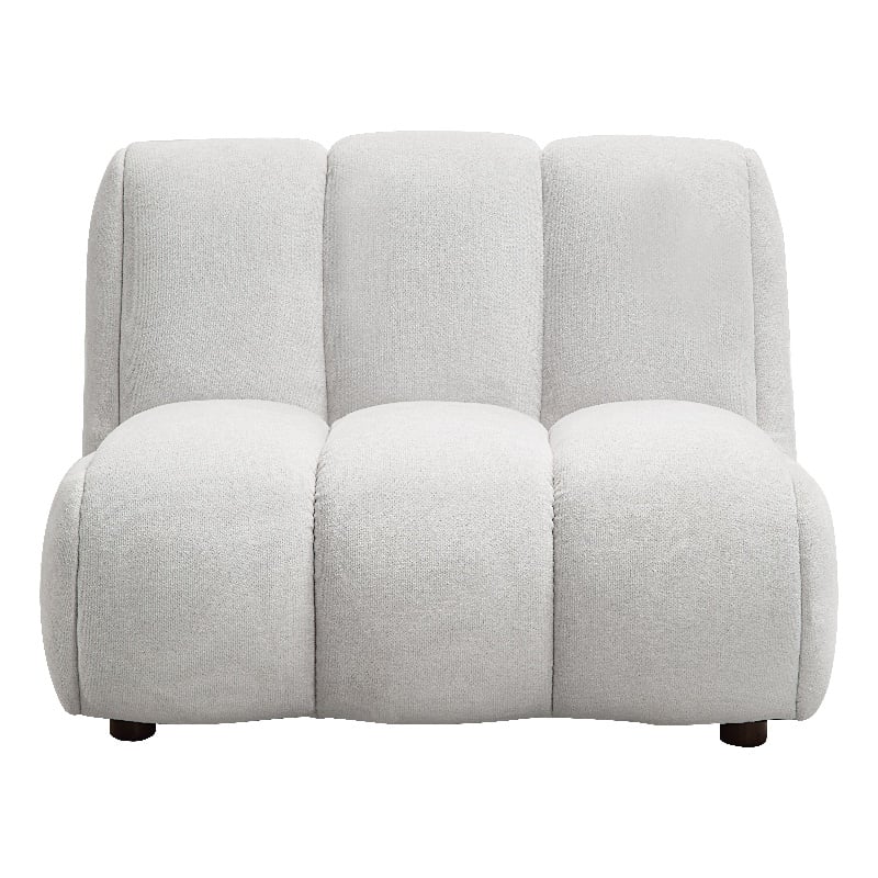 ACME Manilla Contemporary Wood and Linen Fabric Upholstered Chair in Ivory White