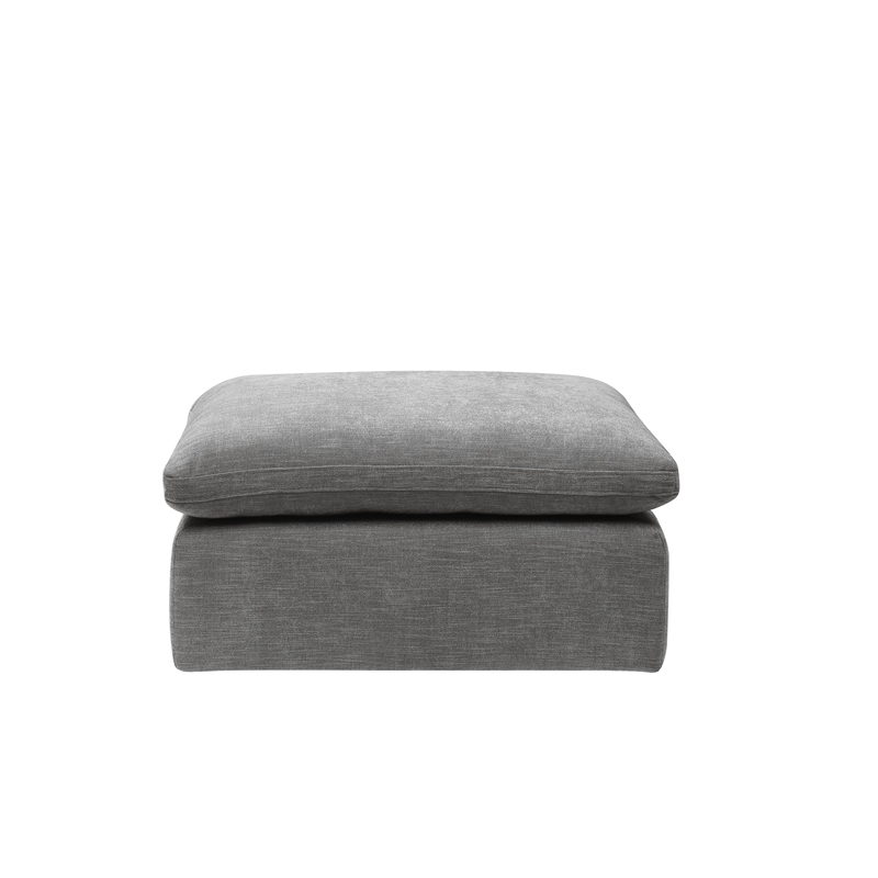 ACME Naveen Contemporary Linen Fabric Upholstered Ottoman in Gray