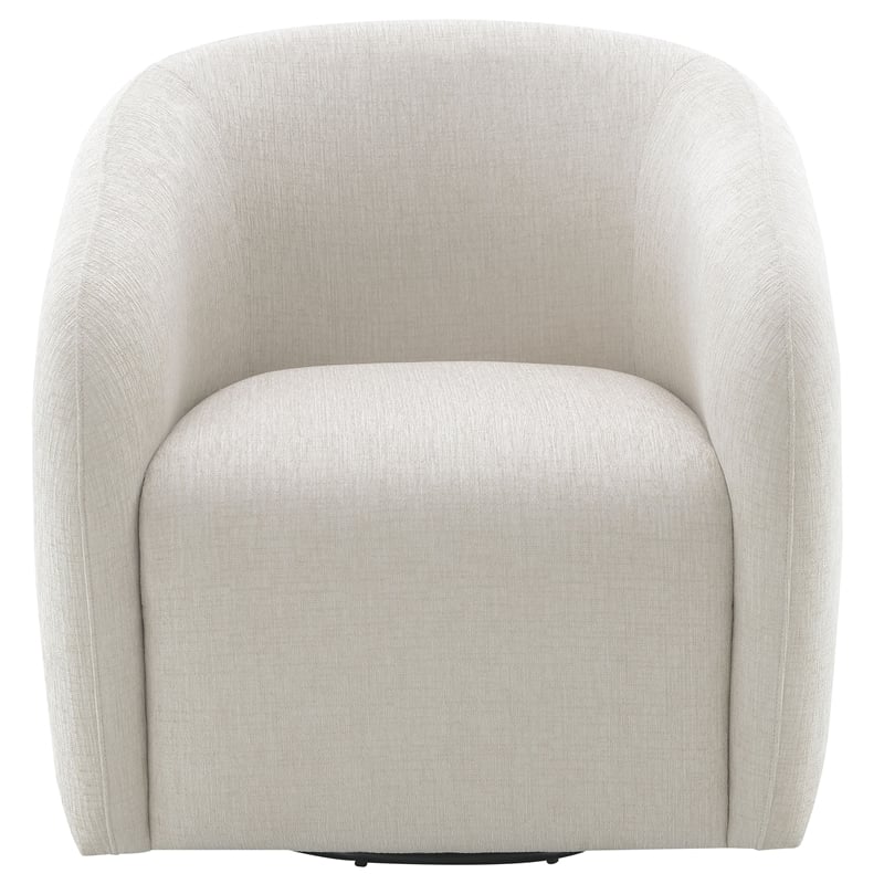 ACME Etienne Contemporary Wood & Linen Fabric Upholstered Swivel Chair in Beige