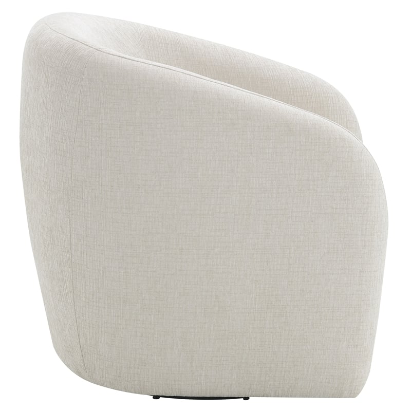 ACME Etienne Contemporary Wood & Linen Fabric Upholstered Swivel Chair in Beige