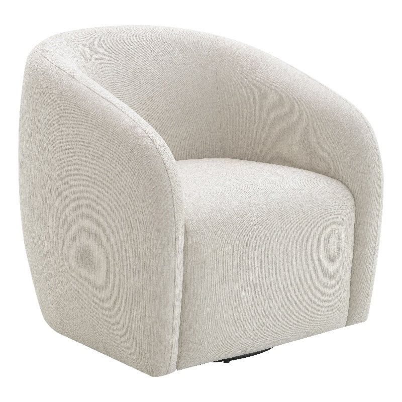 ACME Etienne Contemporary Wood & Linen Fabric Upholstered Swivel Chair in Beige