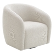 ACME Etienne Contemporary Wood & Linen Fabric Upholstered Swivel Chair in Beige