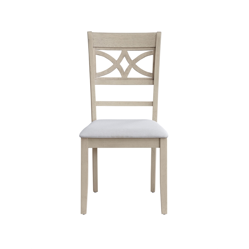 ACME Ferris Fabric Upholstered Side Chair in Beige & Antique White (Set of 2)