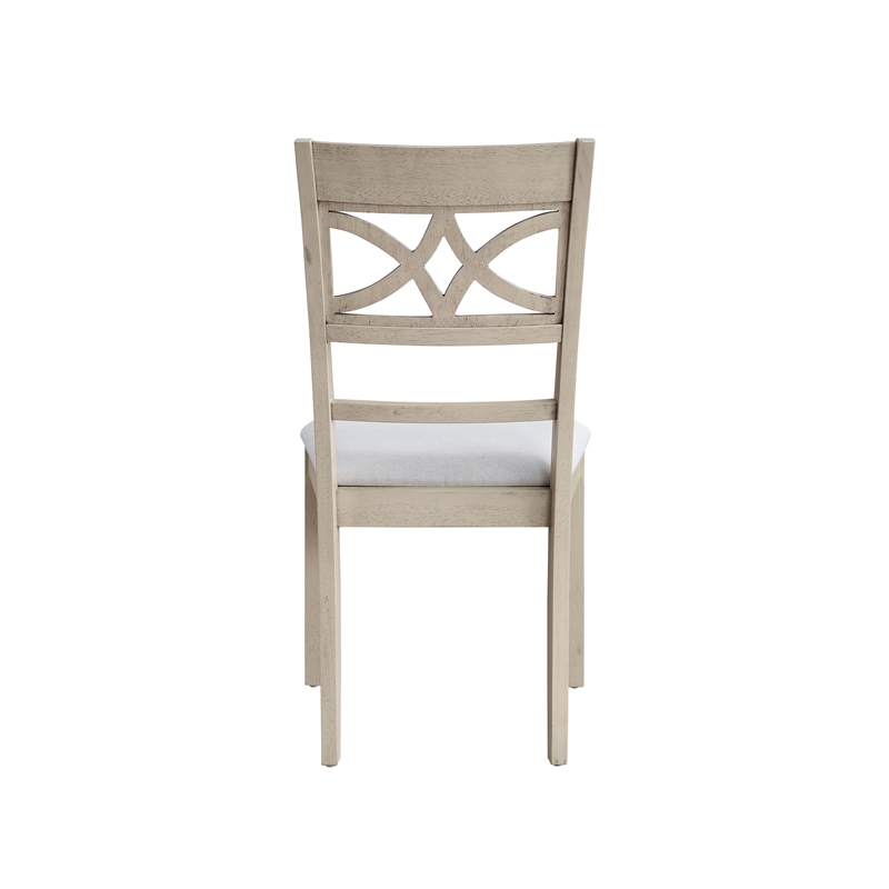 ACME Ferris Fabric Upholstered Side Chair in Beige & Antique White (Set of 2)