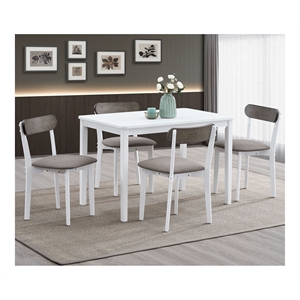 ACME Fidelity 5 Piece Wood/Fabric Dining Set in Brown & White