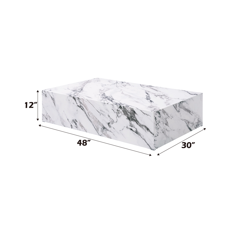 ACME Fritzy Wood/ECC Rectangular Coffee Table in White Engineered Stone