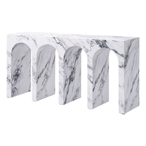 ACME Fritzy Wood Console Table with Arches in White Engineered Stone
