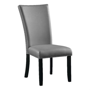 ACME Caralin Wood & Faux Leather Side Chair in Gray & Black (Set of 2)