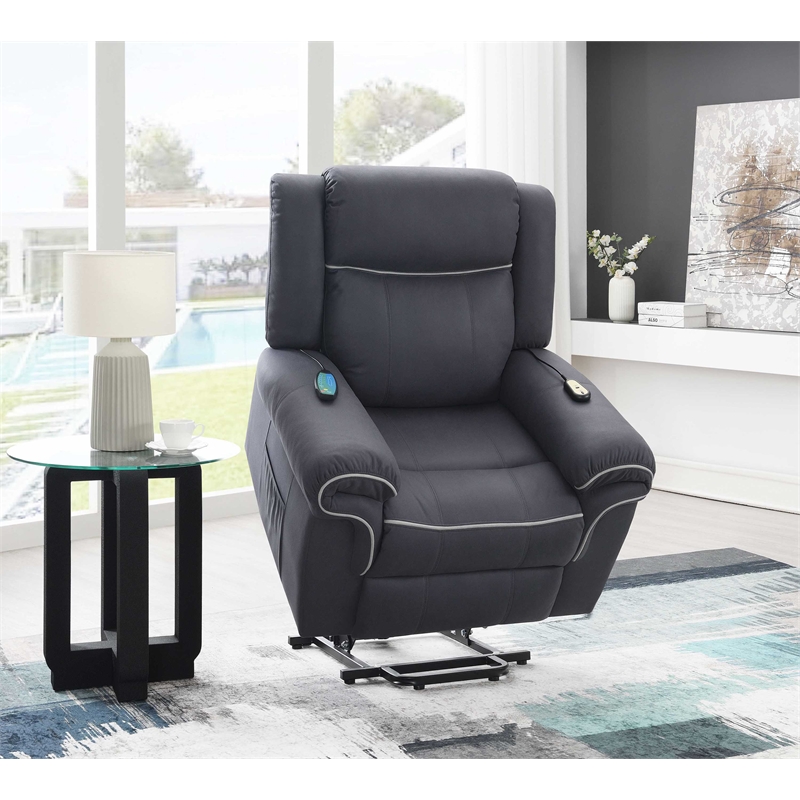 ACME Domana Microfiber Power Recliner with Lift & Heating & Massage in Dark Blue