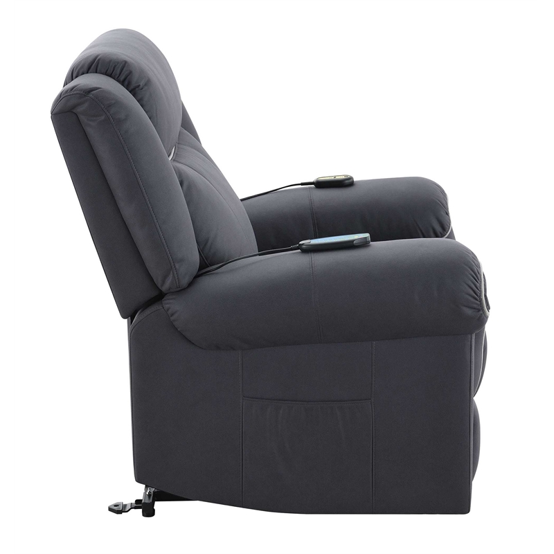ACME Domana Microfiber Power Recliner with Lift & Heating & Massage in Dark Blue