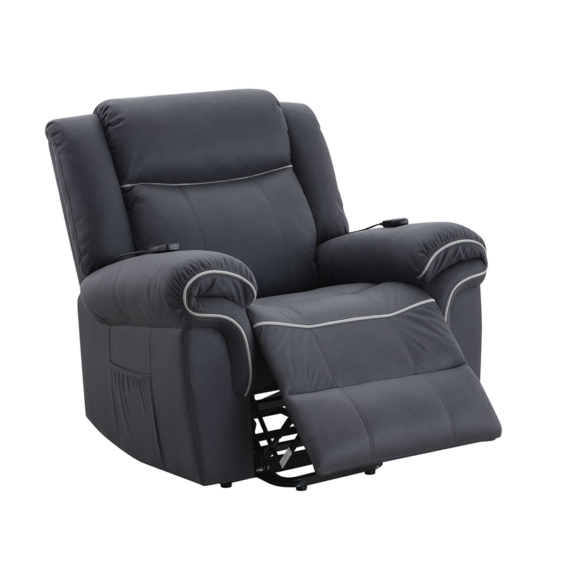 ACME Domana Microfiber Power Recliner with Lift & Heating & Massage in Dark Blue