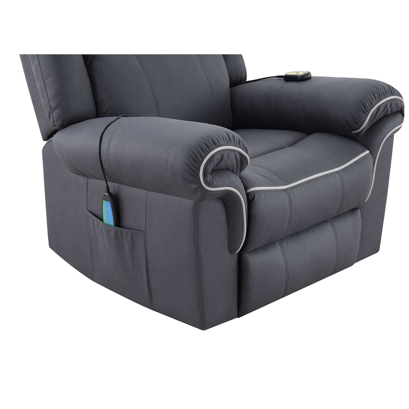 ACME Domana Microfiber Power Recliner with Lift & Heating & Massage in Dark Blue