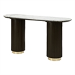 ACME Clayten Wood & Artificial Marble Sofa Table in White & Espresso