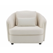 ACME Mariko Wood & Linen Fabric Upholstered Chair with Pillow in Beige