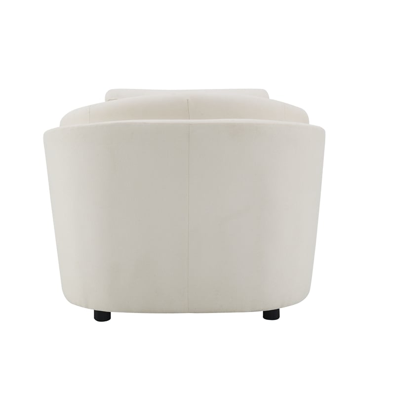 ACME Mariko Wood & Linen Fabric Upholstered Chair with Pillow in Beige
