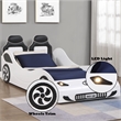 ACME Colen Transitional Pine Wood & Leather Upholstered Twin Car Bed in White