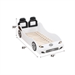ACME Colen Transitional Pine Wood & Leather Upholstered Twin Car Bed in White