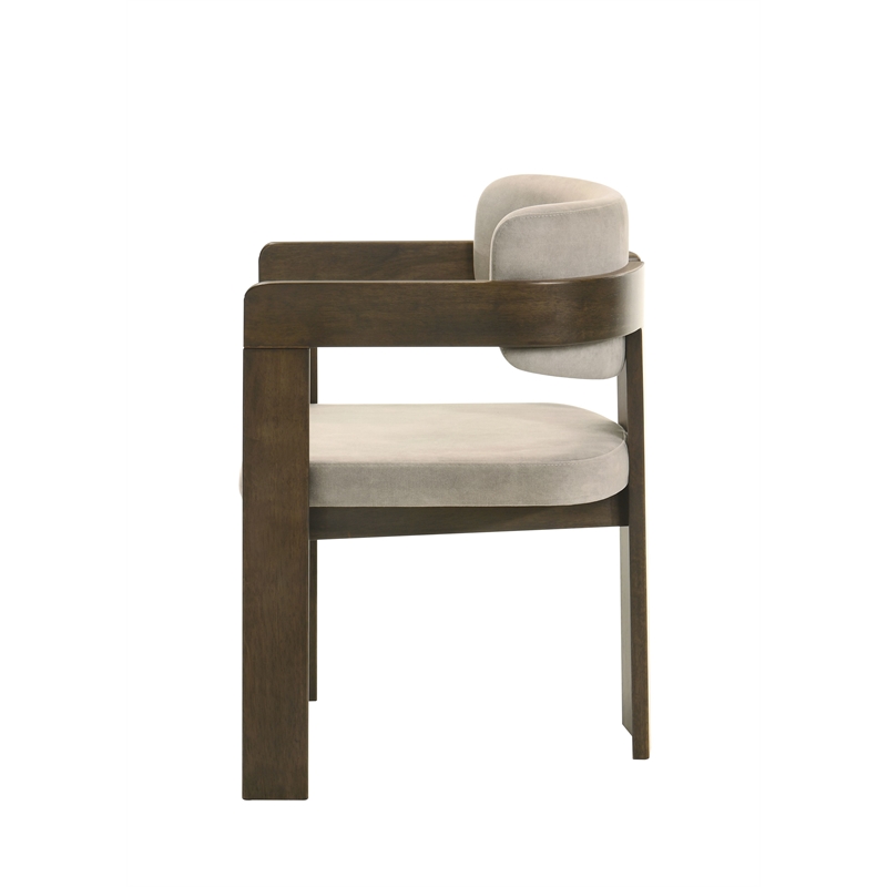 ACME Destin Polished Microfiber/Wood Side Chair in Light Gray & Walnut