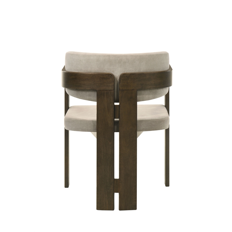 ACME Destin Polished Microfiber/Wood Side Chair in Light Gray & Walnut