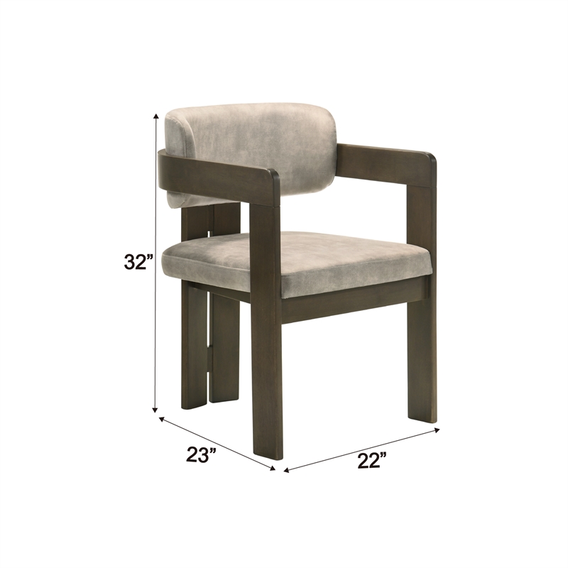 ACME Destin Polished Microfiber/Wood Side Chair in Light Gray & Walnut