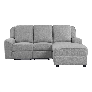 ACME Destiny Fabric Upholstered Motion Sectional Sofa with Cup Holder in Gray