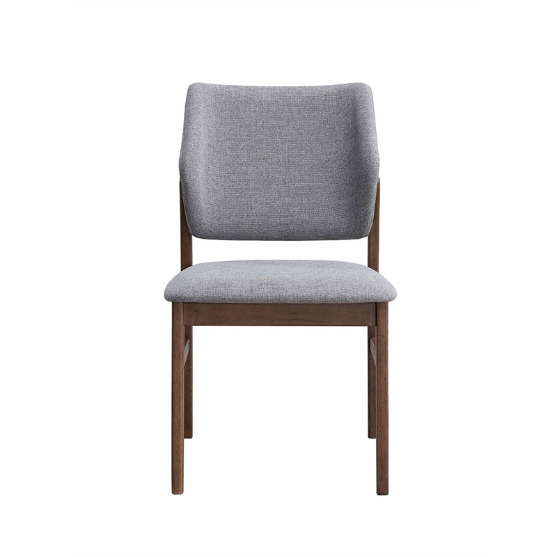 ACME Sarha Linen Fabric/ Wood Side Chair in Light Gray & Walnut (Set of 2)