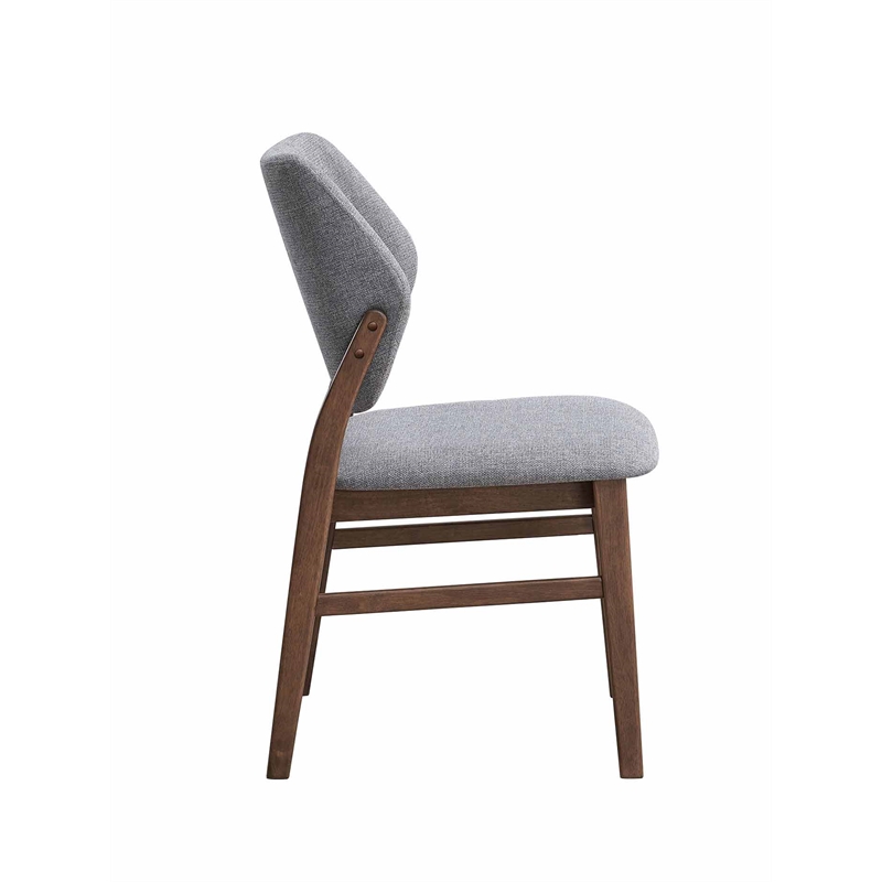 ACME Sarha Linen Fabric/ Wood Side Chair in Light Gray & Walnut (Set of 2)