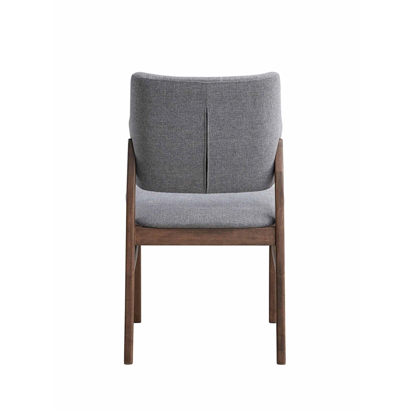 ACME Sarha Linen Fabric/ Wood Side Chair in Light Gray & Walnut (Set of 2)