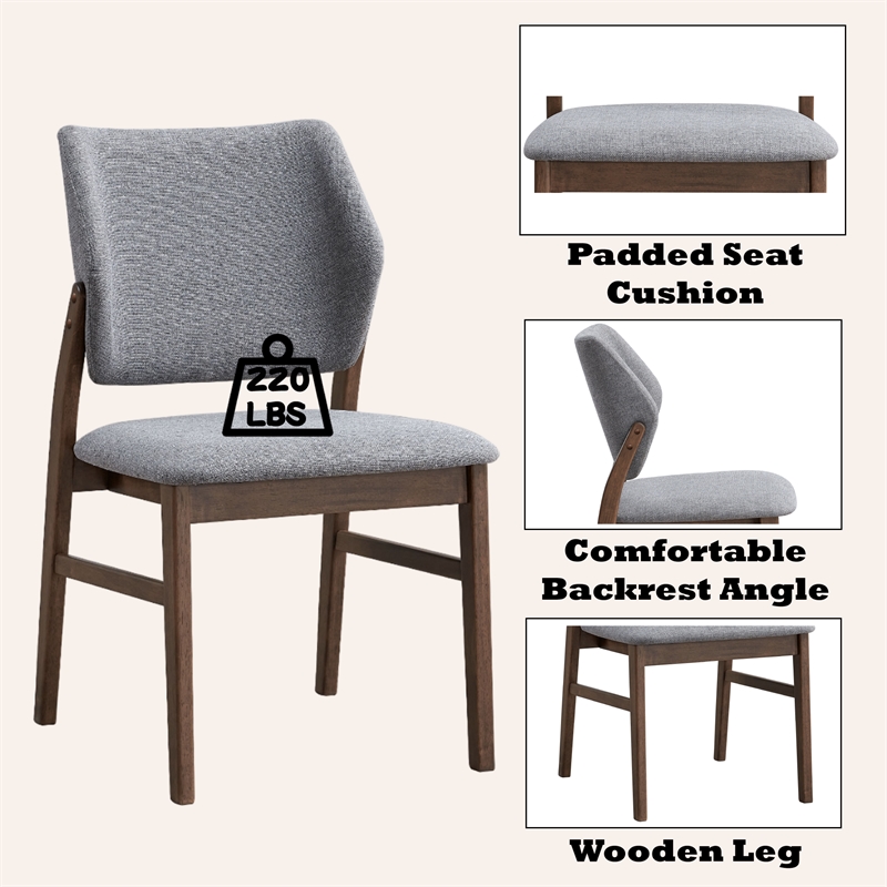 ACME Sarha Linen Fabric/ Wood Side Chair in Light Gray & Walnut (Set of 2)