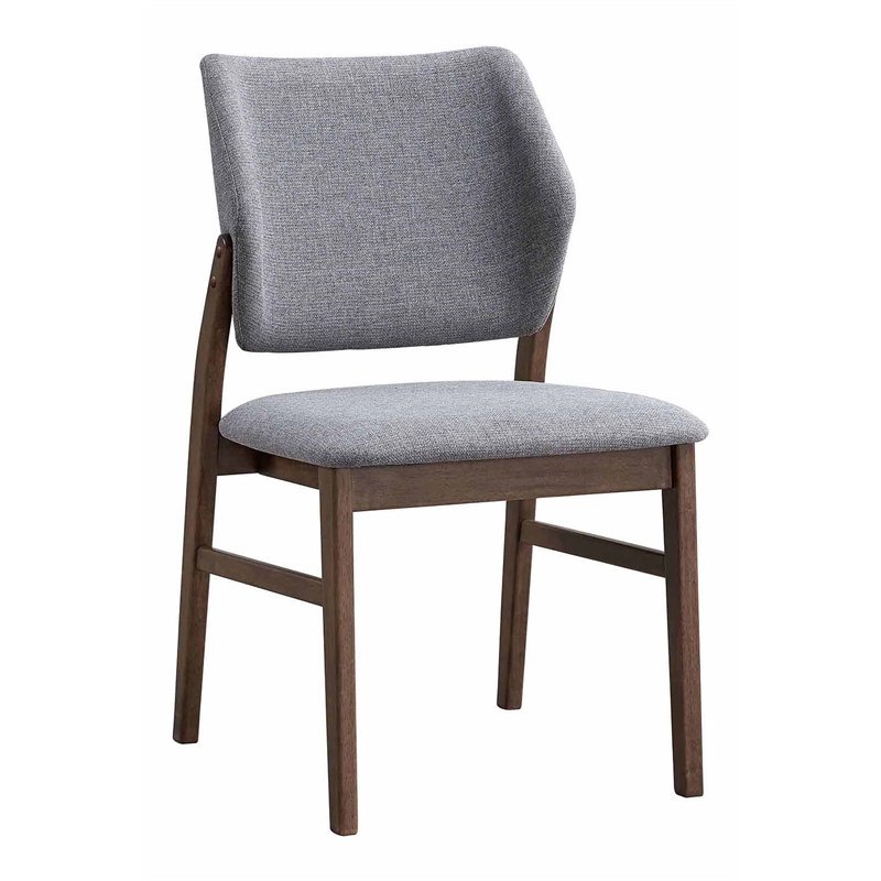 ACME Sarha Linen Fabric/ Wood Side Chair in Light Gray & Walnut (Set of 2)