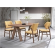 ACME Sarha Wood & Fabric Side Chair in Yellow & Walnut (Set of 2)