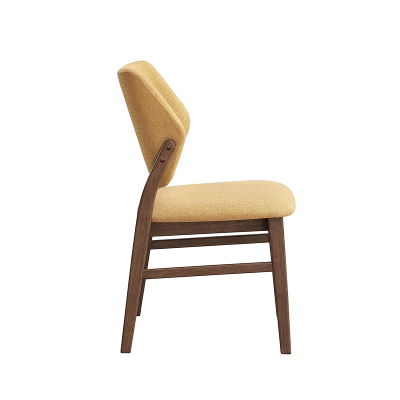 ACME Sarha Wood & Fabric Side Chair in Yellow & Walnut (Set of 2)