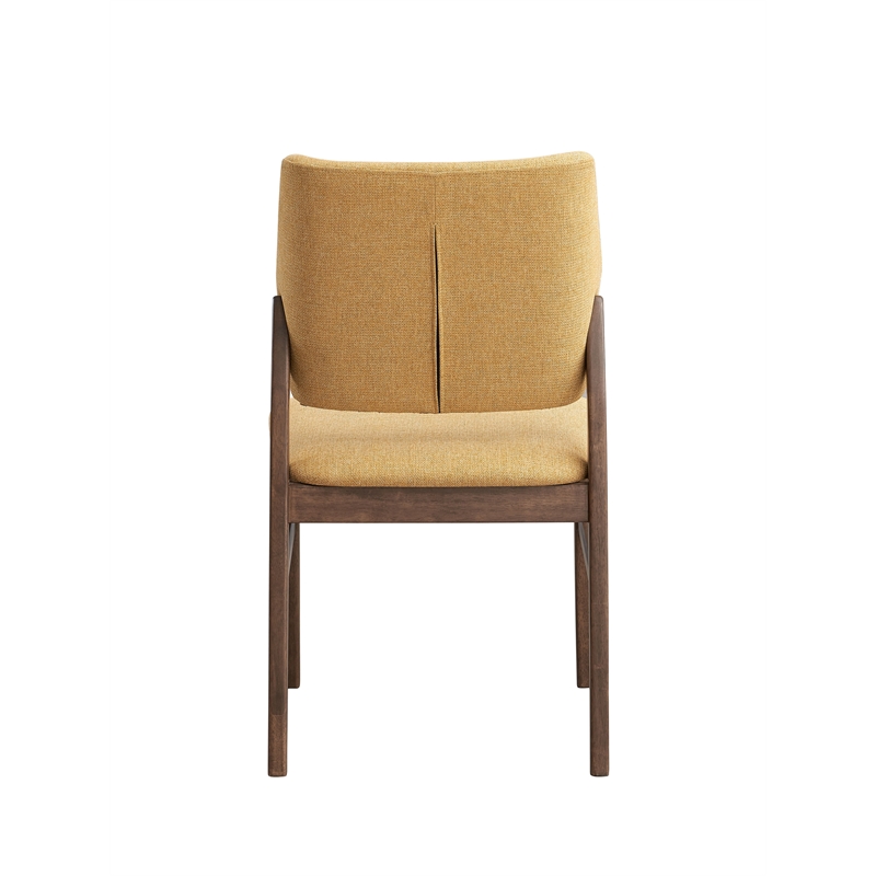 ACME Sarha Wood & Fabric Side Chair in Yellow & Walnut (Set of 2)
