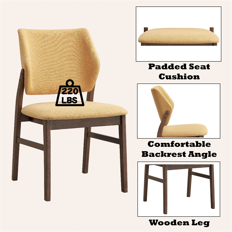 ACME Sarha Wood & Fabric Side Chair in Yellow & Walnut (Set of 2)