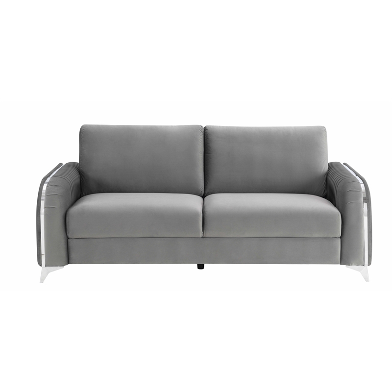 ACME Wenona Contemporary Velvet Upholstered Sofa in Gray