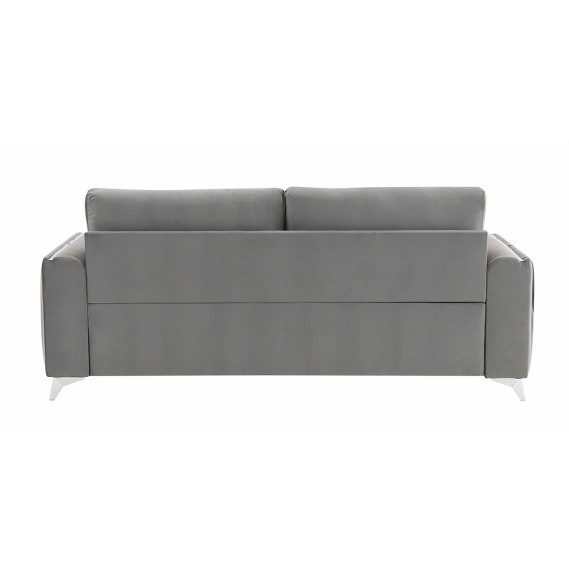 ACME Wenona Contemporary Velvet Upholstered Sofa in Gray