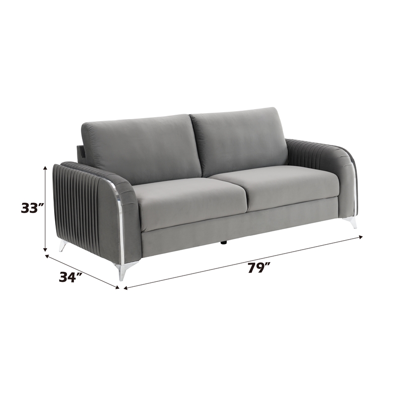ACME Wenona Contemporary Velvet Upholstered Sofa in Gray