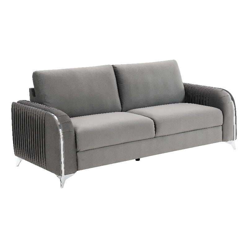 ACME Wenona Contemporary Velvet Upholstered Sofa in Gray