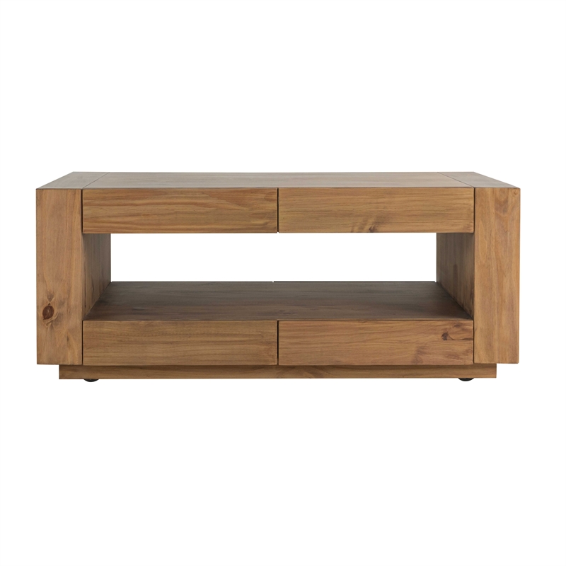 ACME Harlan Contemporary Wood 4-Drawer Rectangular Coffee Table in Oak