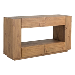 acme harlan contemporary wood 4-drawer rectangular sofa table in oak