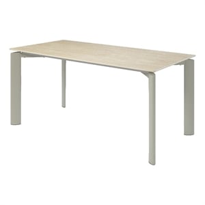 ACME Ingram Contemporary Metal & Ceramic Rectangular Dining Table in Light Gray