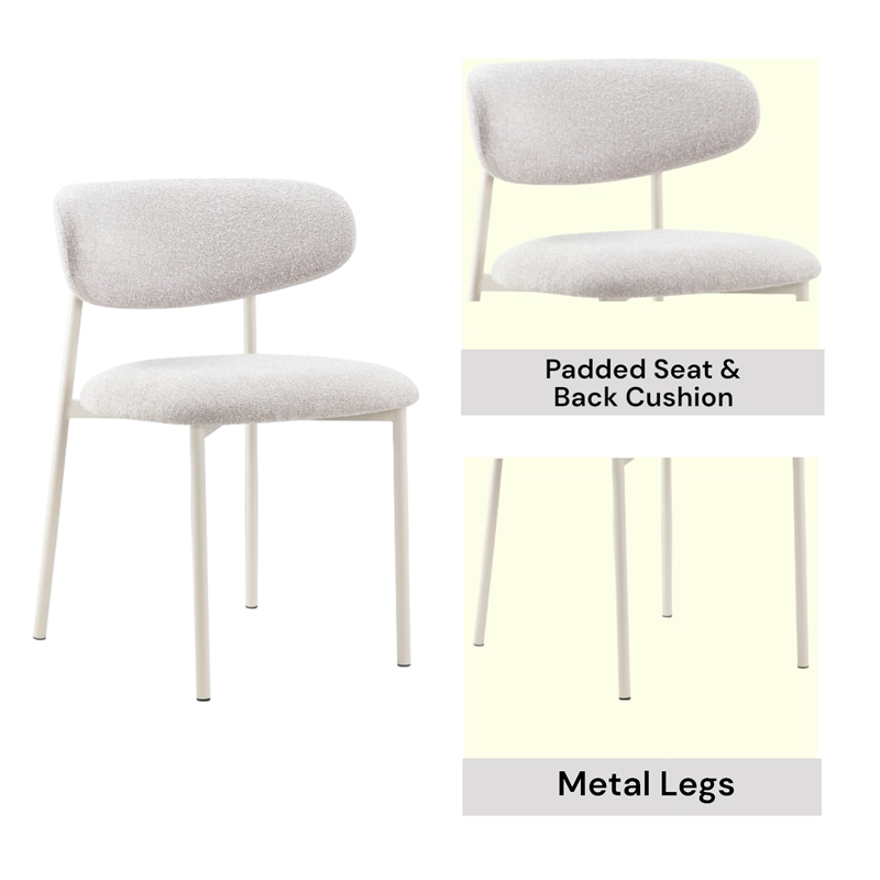ACME Ingram Metal & Fabric Upholstered Side Chair in Light Gray (Set of 2)