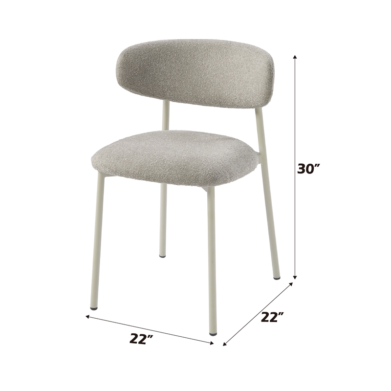 ACME Ingram Metal & Fabric Upholstered Side Chair in Light Gray (Set of 2)