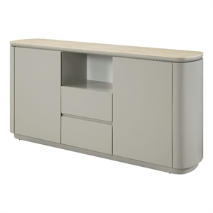 ACME Ingram Contemporary Metal & Wood Server with Ceramic Top in Light Gray